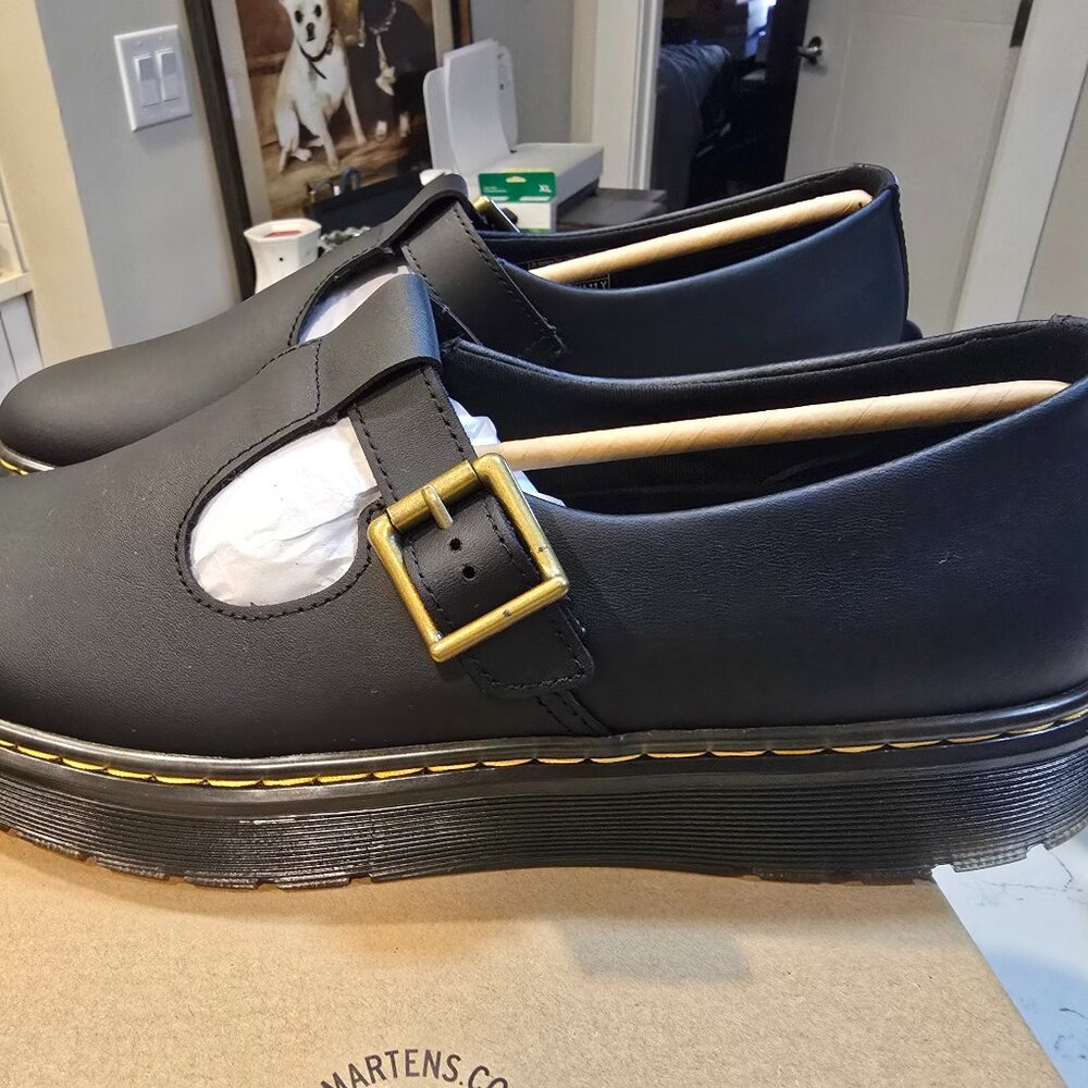 Dr. Martens Zavala Chunky Mary Jane Platform T-Bar Leather Shoes Women’s 6 Black